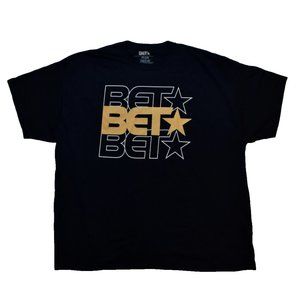 BET Mens Black Entertainment Network Stacked Logo Black Shirt New 4XL